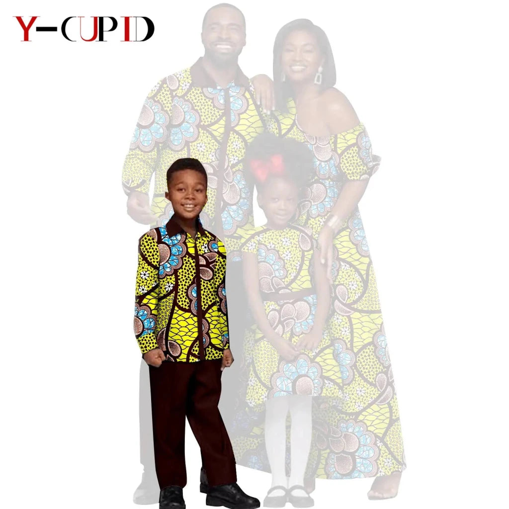 African Dashiki Family Set – Matching Dresses for Women & Girls with Men & Boys Top and Pants - Free Delivery Worldwide only at Flexi Africa