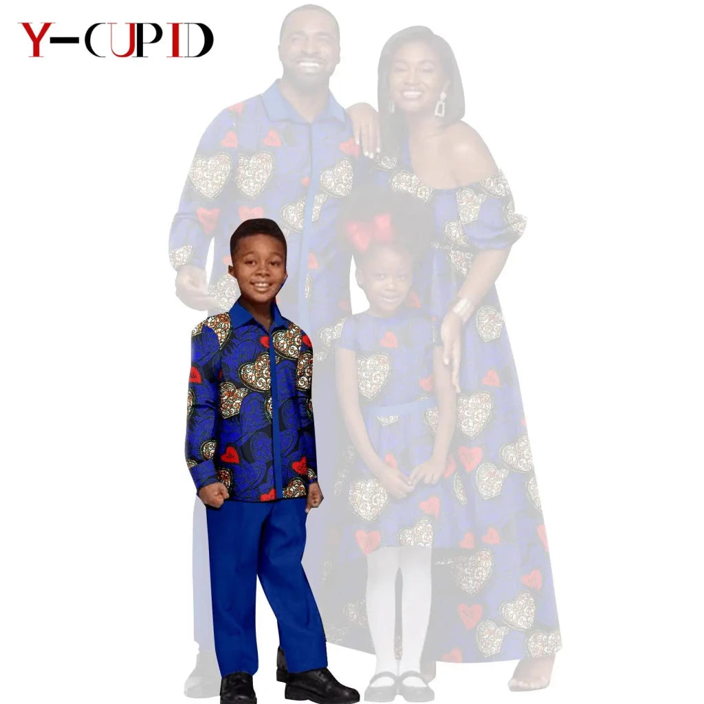 African Dashiki Family Set – Matching Dresses for Women & Girls with Men & Boys Top and Pants - Free Delivery Worldwide only at Flexi Africa