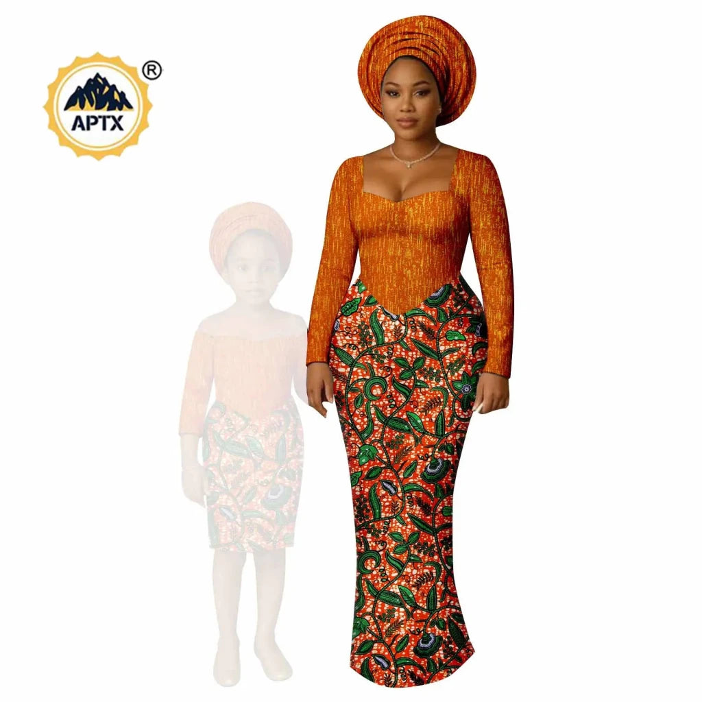 African Dashiki Long Dresses – Ankara Mom and Daughter Matching Family Wear - Free Delivery Worldwide only at Flexi Africa