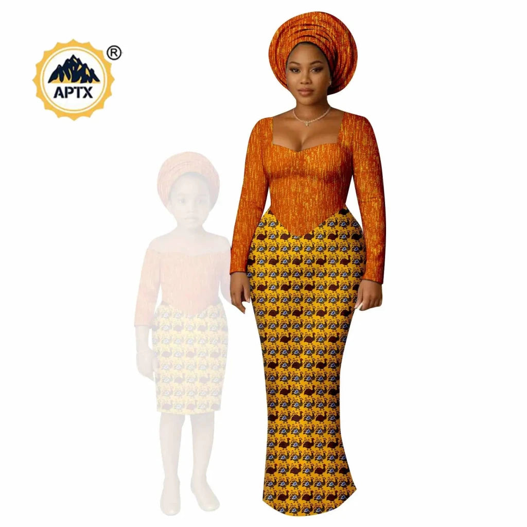 African Dashiki Long Dresses – Ankara Mom and Daughter Matching Family Wear - Free Delivery Worldwide only at Flexi Africa
