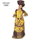 African Dress For Woman Bazin Riche Embroidery Design Floor Length Dress With Scarf - Free Delivery Worldwide only at Flexi Africa