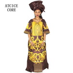 African Dress For Woman Bazin Riche Embroidery Design Floor Length Dress With Scarf - Free Delivery Worldwide only at Flexi Africa