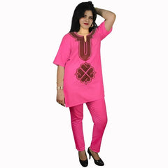 African Dress For Woman Soft Material Emboridery Design Top And Pants - Free Delivery Worldwide only at Flexi Africa