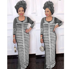 African Dress New Fashion Velvet Stone Long Dress Big Elastic Long Dress Without Scarf - Free Delivery Worldwide