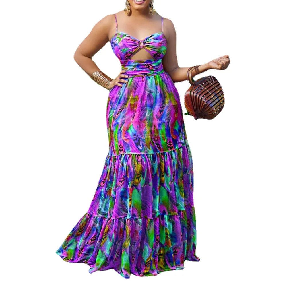 African Dresses for Women 2023 Elegant Dashiki Summer Spaghetti Straps Maxi Dress Ladies Traditional African Clothing Long Dress - Free Delivery Worldwide only at Flexi Africa