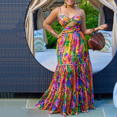 African Dresses for Women 2023 Elegant Dashiki Summer Spaghetti Straps Maxi Dress Ladies Traditional African Clothing Long Dress - Free Delivery Worldwide only at Flexi Africa