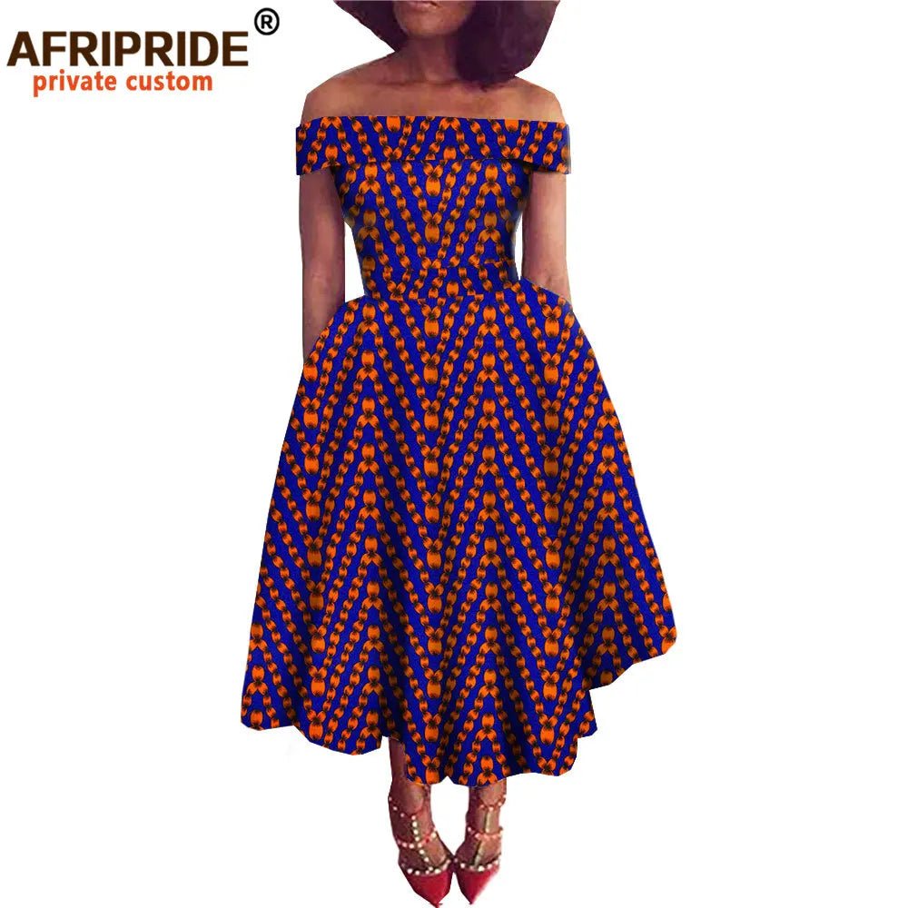 African Dresses for Women Ankara Print Off Shoulder Traditional African Clothing Strapless Dress Ankara Attire A722516 - Free Delivery Worldwide only at Flexi Africa
