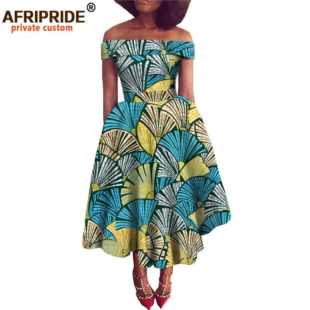 African Dresses for Women Ankara Print Off Shoulder Traditional African Clothing Strapless Dress Ankara Attire A722516 - Free Delivery Worldwide only at Flexi Africa