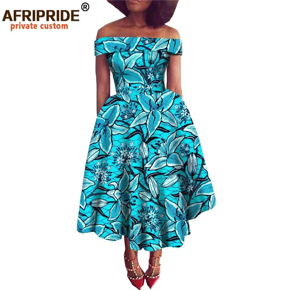 African Dresses for Women Ankara Print Off Shoulder Traditional African Clothing Strapless Dress Ankara Attire