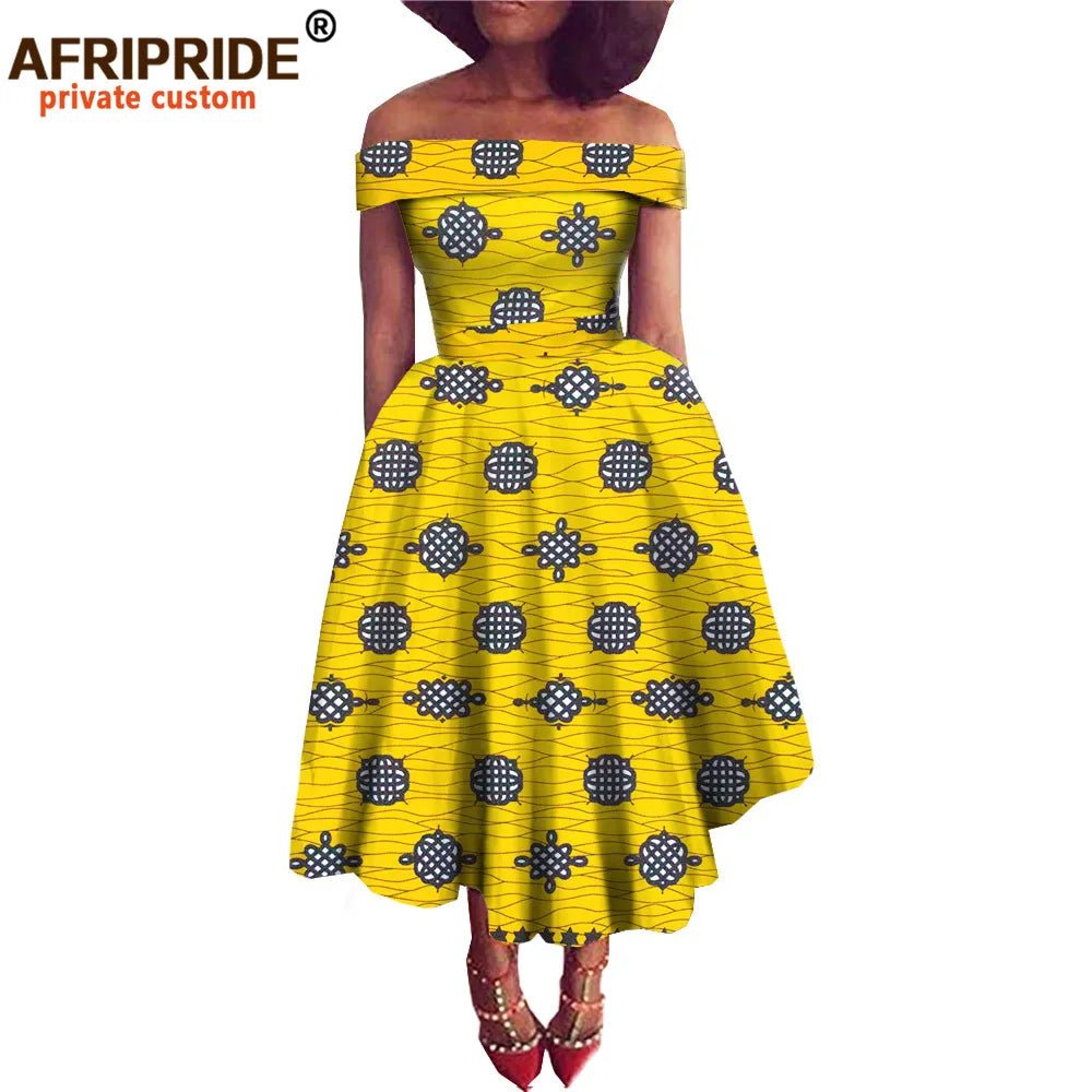 African Dresses for Women Ankara Print Off Shoulder Traditional African Clothing Strapless Dress Ankara Attire A722516 - Free Delivery Worldwide only at Flexi Africa