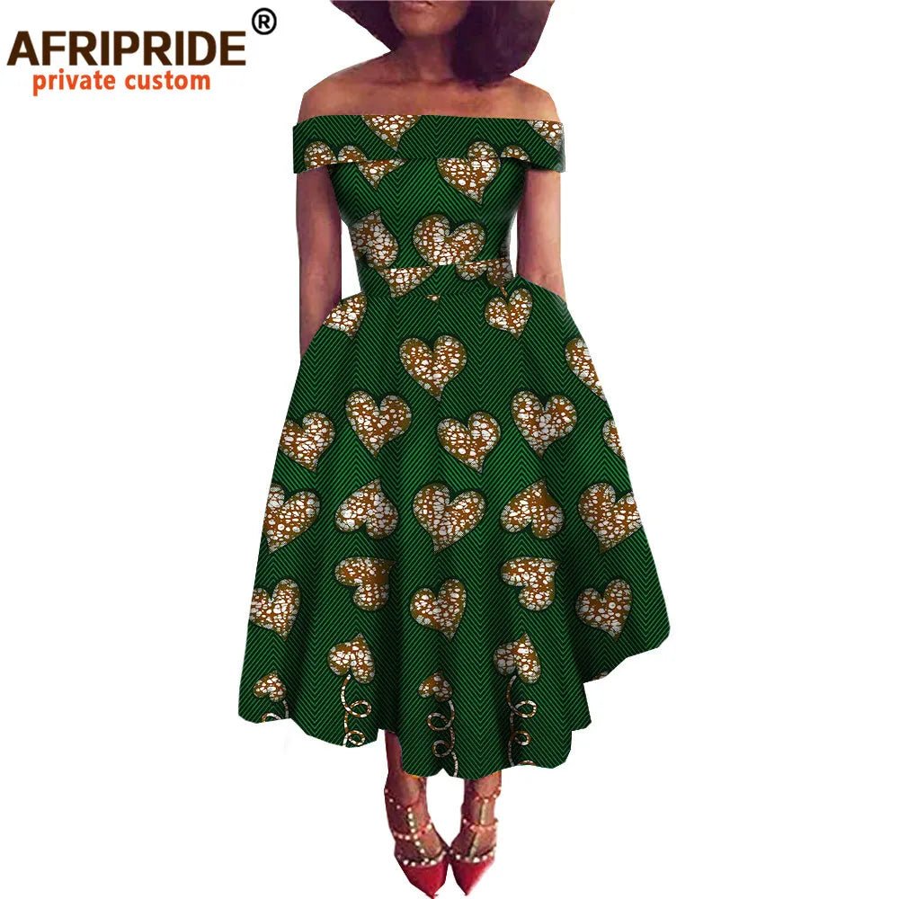 African Dresses for Women Ankara Print Off Shoulder Traditional African Clothing Strapless Dress Ankara Attire A722516 - Free Delivery Worldwide only at Flexi Africa
