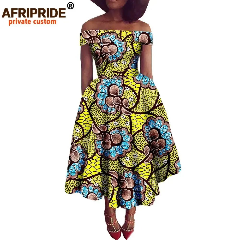 African Dresses for Women Ankara Print Off Shoulder Traditional African Clothing Strapless Dress Ankara Attire