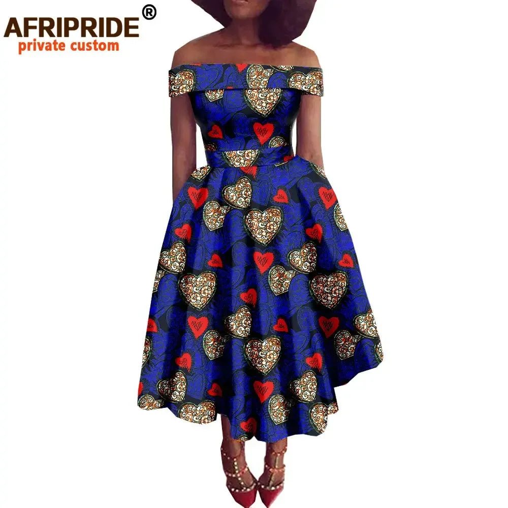 African Dresses for Women Ankara Print Off Shoulder Traditional African Clothing Strapless Dress Ankara Attire A722516 - Free Delivery Worldwide only at Flexi Africa