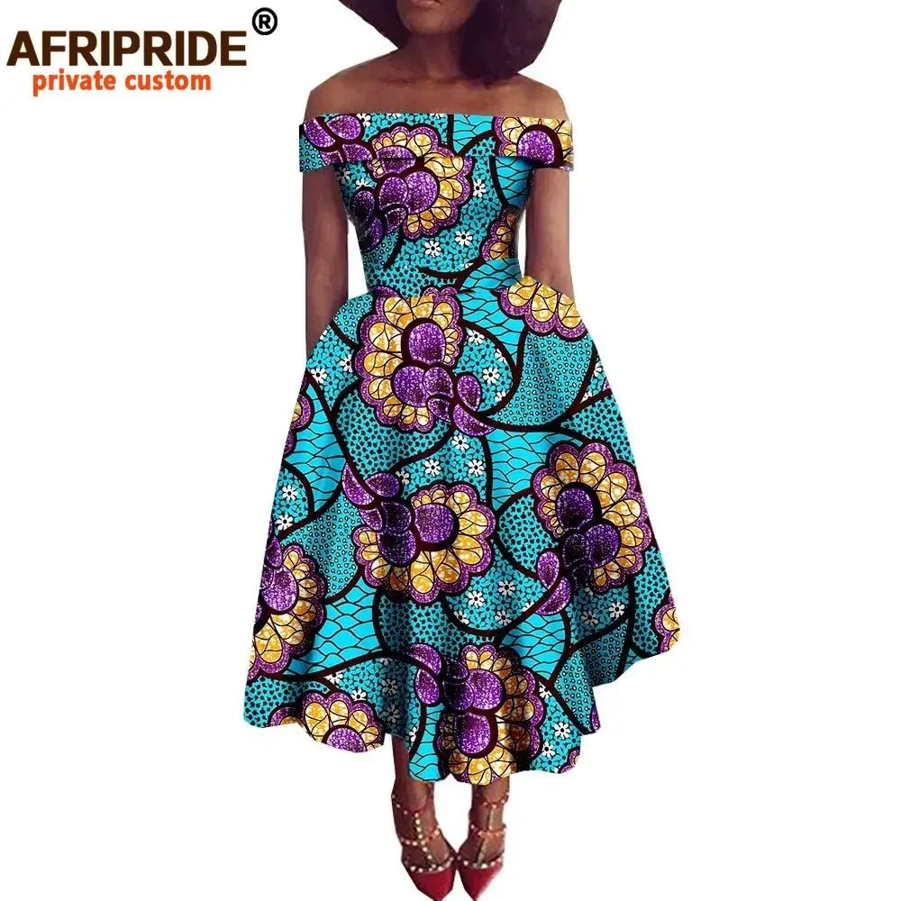 African Dresses for Women Ankara Print Off Shoulder Traditional African Clothing Strapless Dress Ankara Attire
