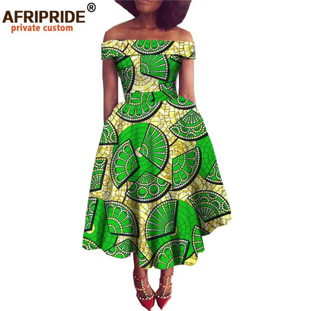 African Dresses for Women Ankara Print Off Shoulder Traditional African Clothing Strapless Dress Ankara Attire A722516 - Free Delivery Worldwide only at Flexi Africa