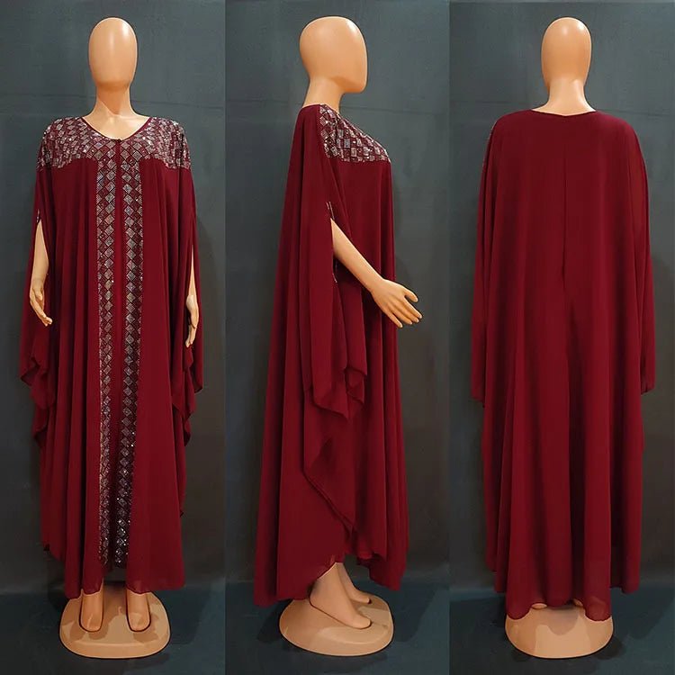 African Dresses for Women: Chiffon Boubou Ankara Dashiki 2PC Set - Kaftan Abaya Robe - Free Delivery Worldwide only at Flexi Africa