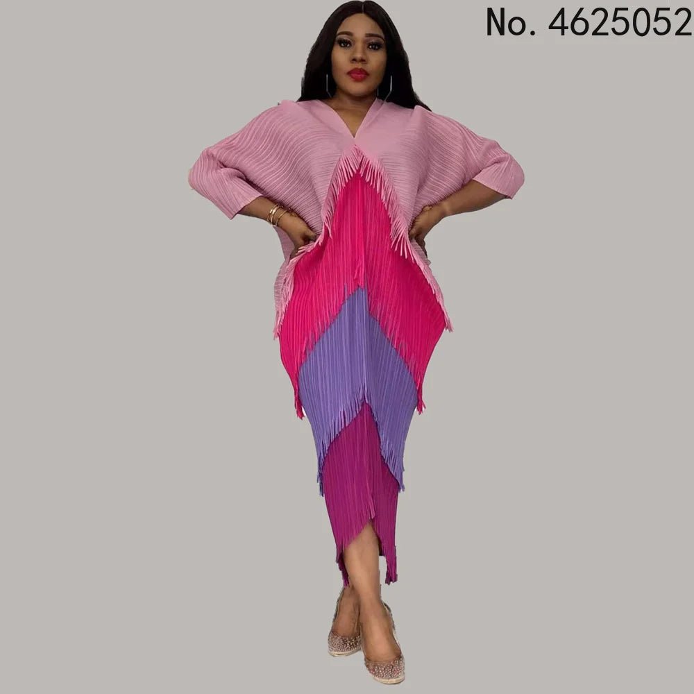 African Dresses for Women Dashiki Pleated Tassel Abaya Muslim Fashion Maxi Dress Kaftan Boubou Robe dress Africa Clothes - Free Delivery Worldwide only at Flexi Africa