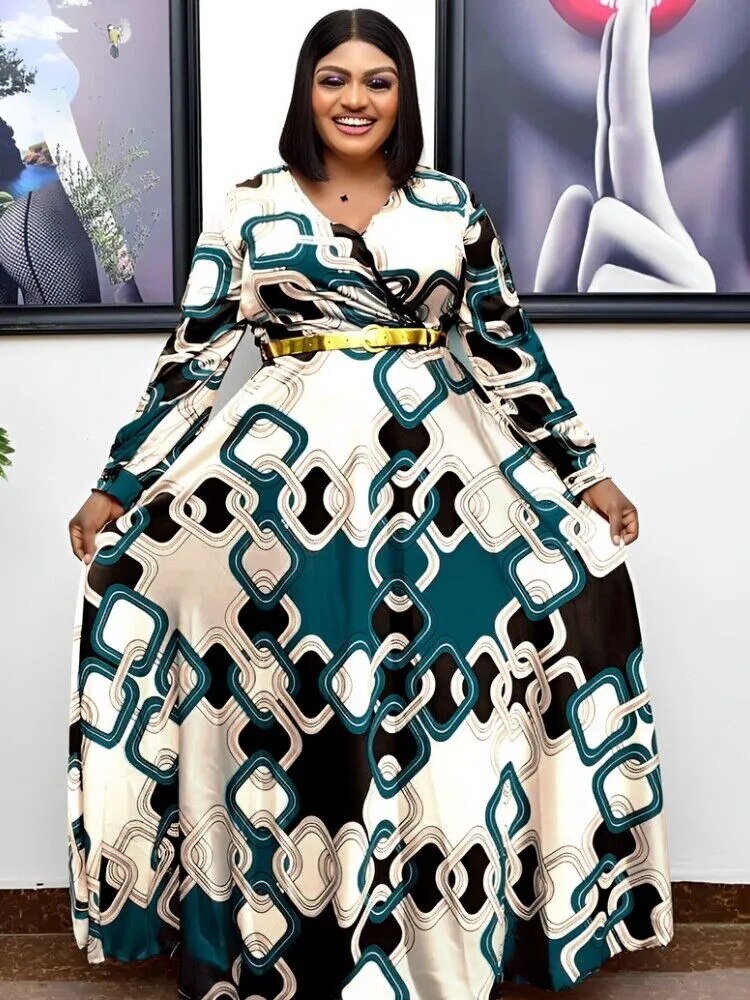 African Dresses For Women Elegant Polyester Long Maxi Dress - Flexi Africa - Free Delivery Worldwide at www.flexiafrica.com