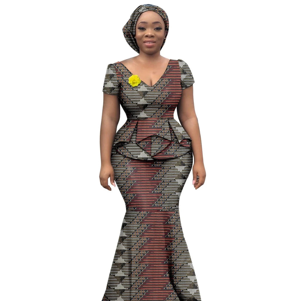 Buy Elegant African Dress – Women’s Printed V-Neck Office, Party & Evening Occasion Dress for only $73.76 at Flexi Africa!