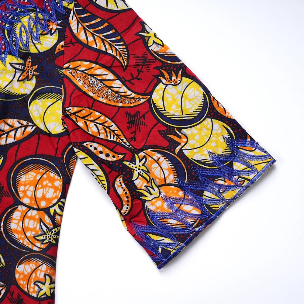 African Embroidered Bazin Dress for Women – Floral Boho Ankara Long Robes - Free Delivery Worldwide only at Flexi Africa