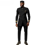 African Ethnic New Men's Casual Suit - Refined and Fitted Style - Party Dress - Fashionable Men's Clothing (Top + Pants + Hat) - Free Delivery Worldwide only at Flexi Africa