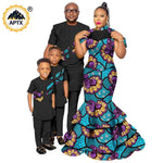 African Family Matching Outfits – Dashiki Women’s Long Mermaid Dress with Men & Boys Shirt and Pant Sets, - Free Delivery Worldwide only at Flexi Africa