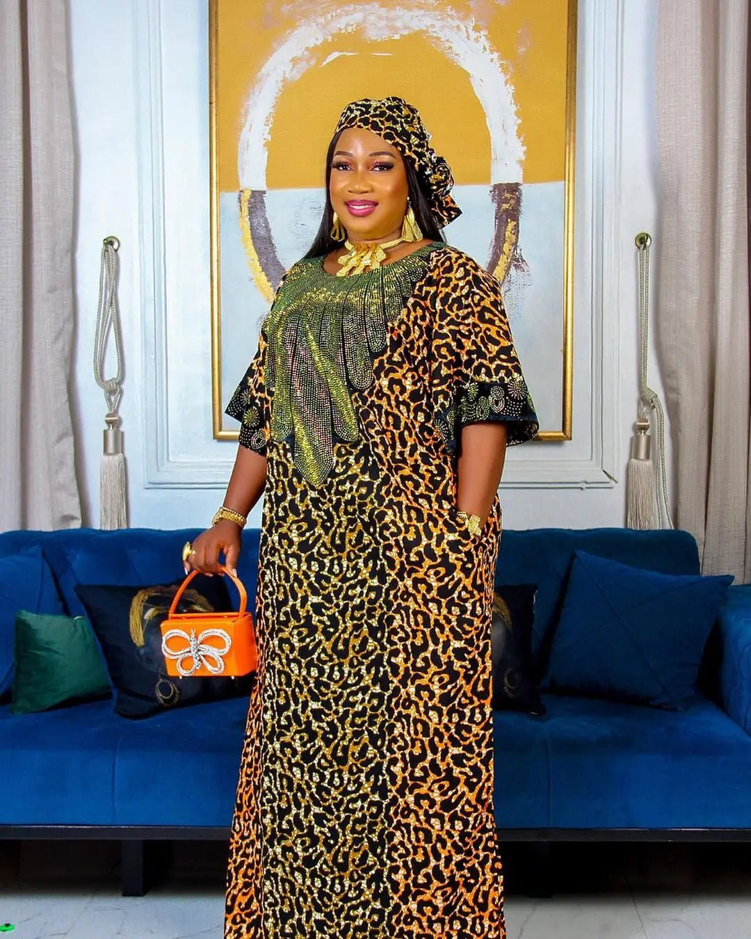 African-Inspired Women's Fashion: Abayas, Boubous, Dashikis, and Ankara Outfits for Evening Wear - Flexi Africa - Flexi Africa offers Free Delivery Worldwide - Vibrant African traditional clothing showcasing bold prints and intricate designs