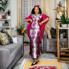 African Luxury Gown – Rich Embroidery Boubou Robe for Special Occasions - Free Delivery Worldwide only at Flexi Africa