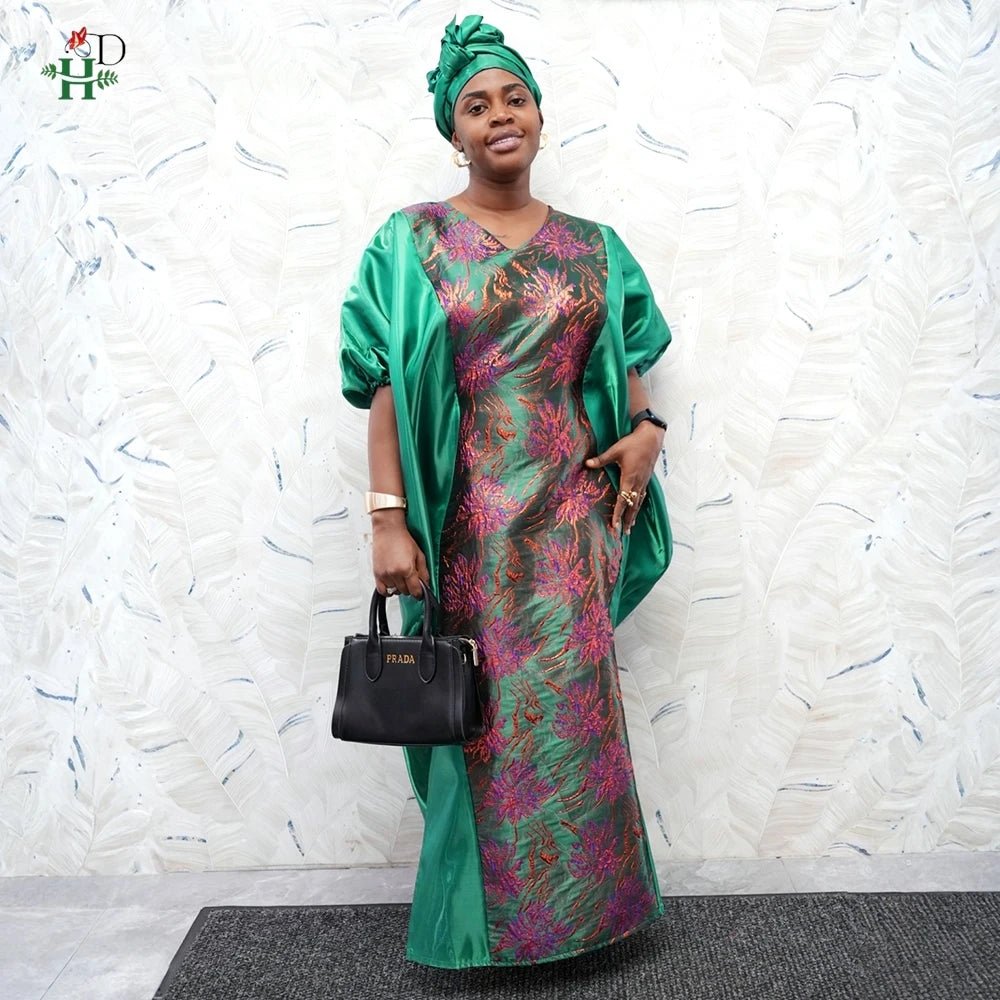 African Luxury Gown – Rich Embroidery Boubou Robe for Special Occasions - Free Delivery Worldwide only at Flexi Africa