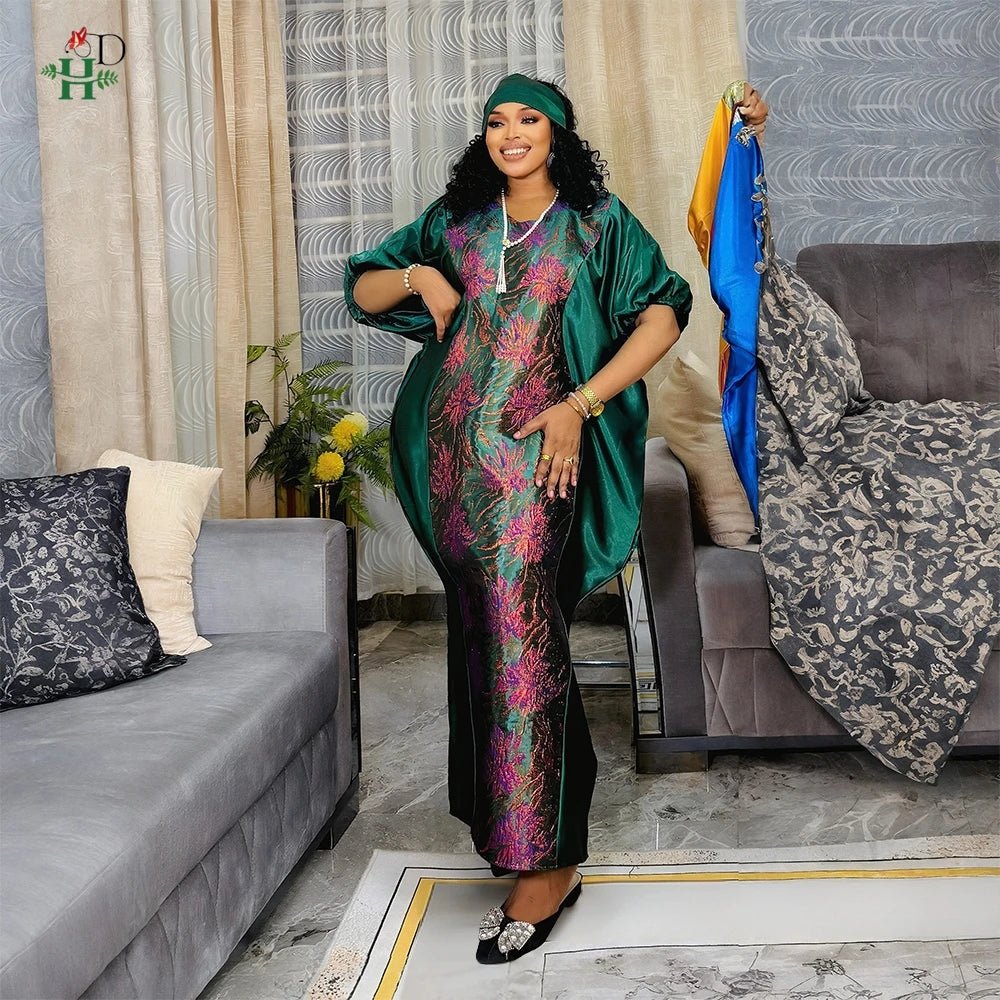 African Luxury Gown – Rich Embroidery Boubou Robe for Special Occasions - Free Delivery Worldwide only at Flexi Africa