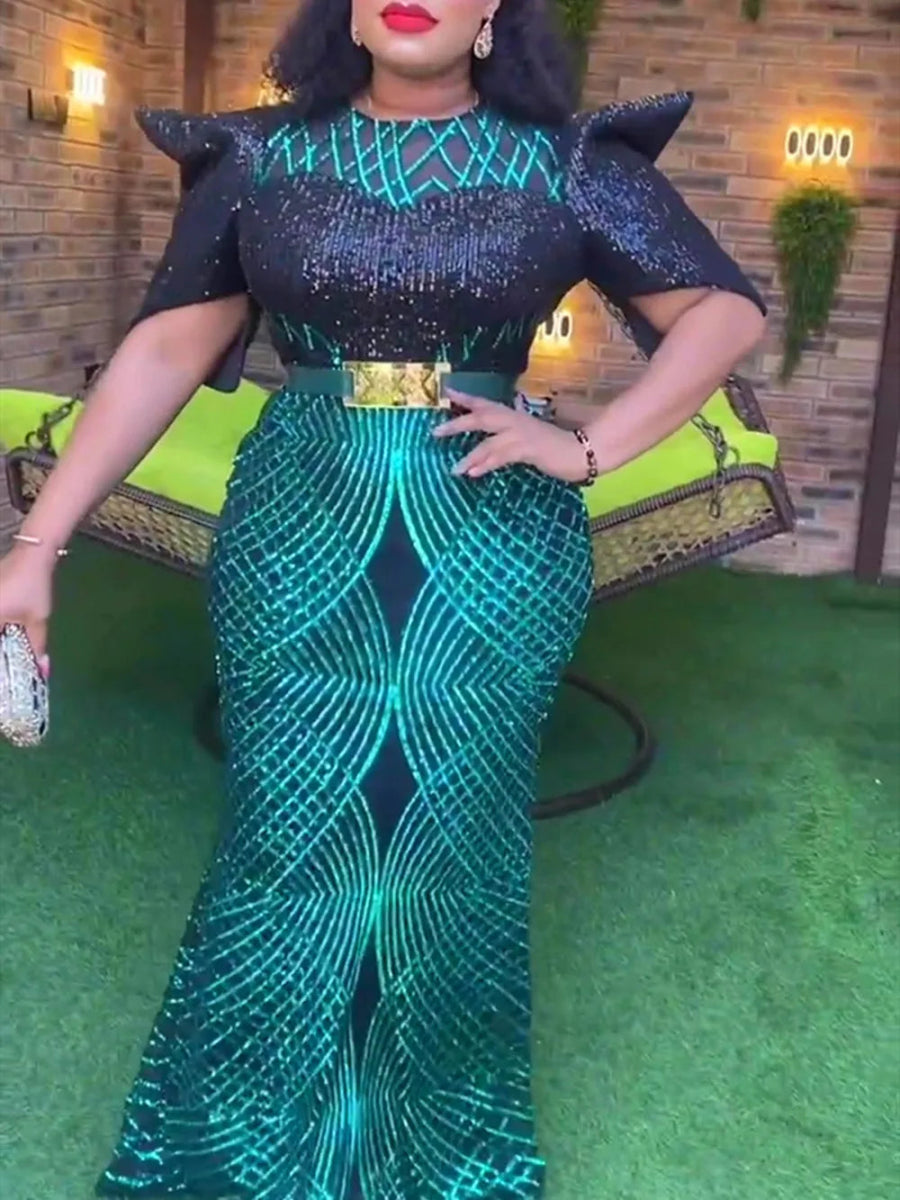 Buy African Luxury Sequin Evening Dresses for Women – Elegant Ankara Wedding & Party Gown $67.30 at Flexi Africa!
