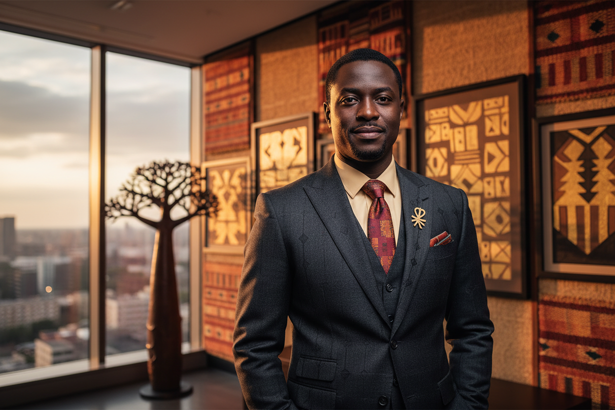 AFRICAN MAN IN A SUIT, AFRICAN THEMES, BANNER TYPE PHOTO, NOT TO HIGH