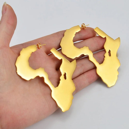 African Map Big Earrings Wedding Stud - Free Delivery Worldwide only at Flexi Africa