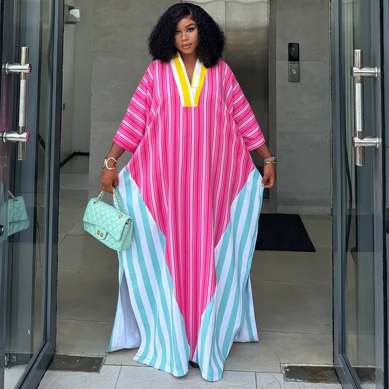 African Maxi Dress for Women – 3/4 Sleeve Dashiki Abaya Style Ankara Dress - Free Delivery Worldwide only at Flexi Africa