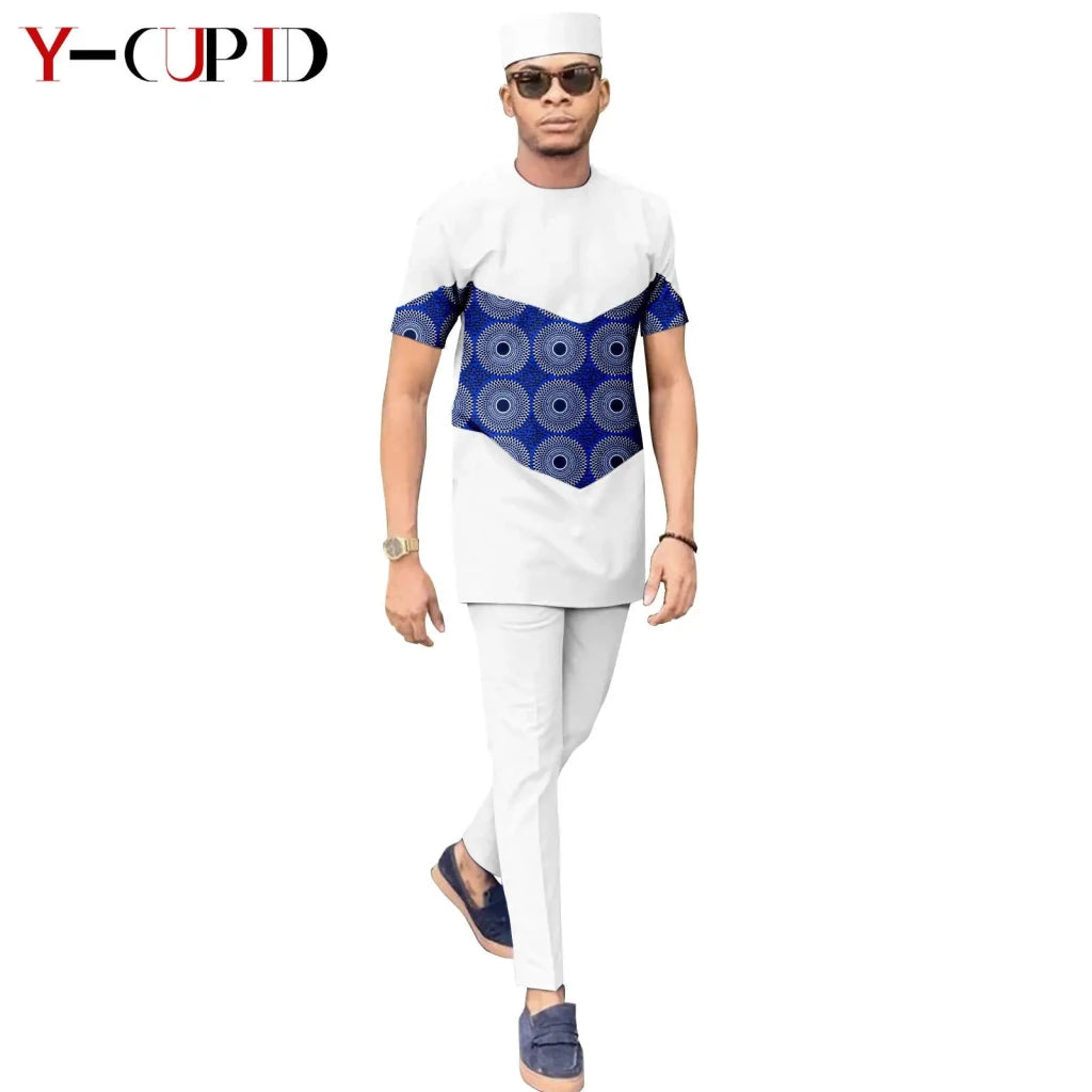 African Print Couple Matching Set – Women’s Long Dress & Men’s Dashiki Pant Outfit - Free Delivery Worldwide only at Flexi Africa