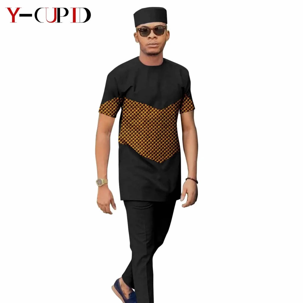 African Print Couple Matching Set – Women’s Long Dress & Men’s Dashiki Pant Outfit - Free Delivery Worldwide only at Flexi Africa