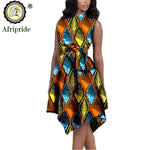 African Print Dresses for Women – Sleeveless Dashiki Ankara Knee Dress with Belt - Free Delivery Worldwide only at Flexi Africa