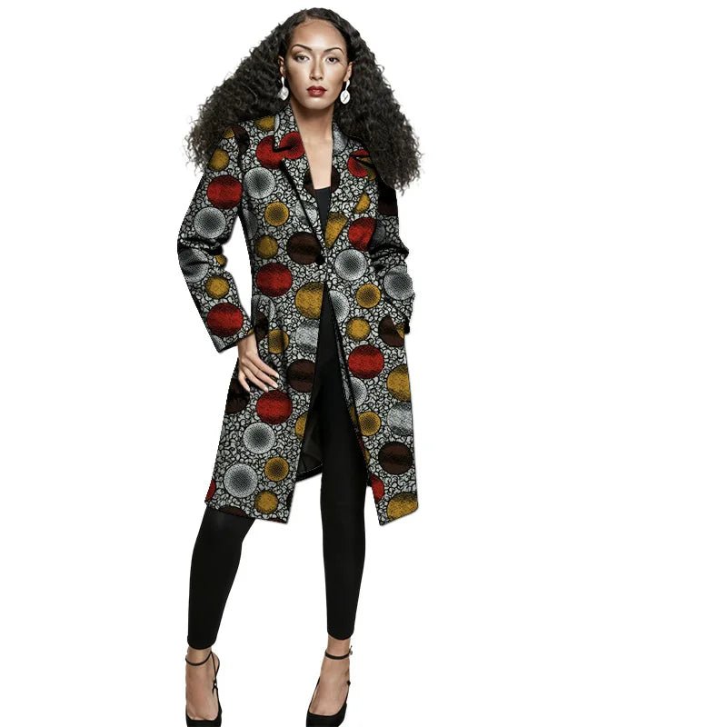 African Print Long Blazer Coat for Women – Ankara Couture Jacket - Free Delivery Worldwide only at Flexi Africa