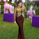 African Print Maxi Dress for Women – Ankara Full Sleeve High Neck Elegant Party Outfit - Free Delivery Worldwide only at Flexi Africa