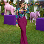 African Print Maxi Dress for Women – Ankara Full Sleeve High Neck Elegant Party Outfit - Free Delivery Worldwide only at Flexi Africa