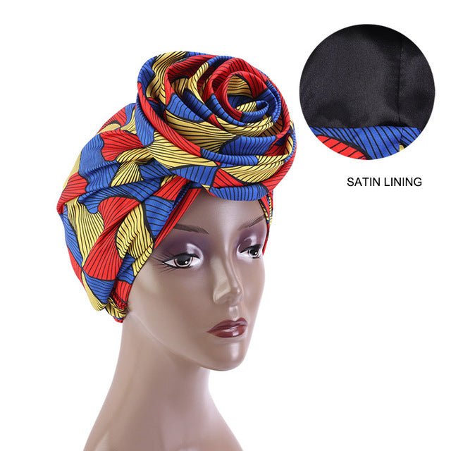 African Print Stretch Bandana Head Wrap Floral Ankara Dashiki Women - Flexi Africa offers Free Delivery Worldwide - Vibrant