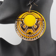 African Round Gold Wooden Earrings Mixed Colors - Free Delivery Worldwide only at Flexi Africa