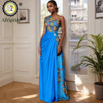 African Sleeveless Off - Shoulder Maxi Dresses for Women | High - Waist Ankara Party Wear - Free Delivery Worldwide only at Flexi Africa