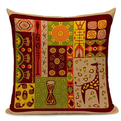 African Style Cushion Cover Tribal Geometric Pattern Decorative Linen Pillow Case Cover for Sofa Home Decor - Flexi Africa