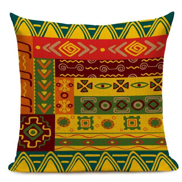 African Style Cushion Cover Tribal Geometric Pattern Decorative Linen Pillow Case Cover for Sofa Home Decor - Flexi Africa