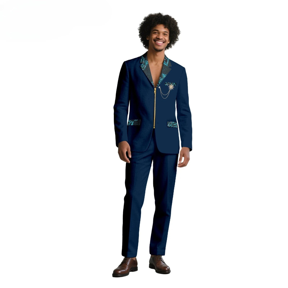 African Suits for Men Traditional Wedding Designed Slim Fit Jacket Pants Set with Breastbin High Quality Suit Mens Clothes - Free Delivery Worldwide only at Flexi Africa