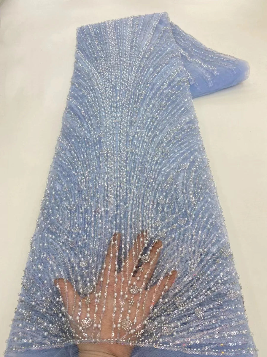 African Various Lace Fabric – Premium Handmade Beaded Embroidery for Elegant Dresses - Free Delivery Worldwide only at Flexi Africa