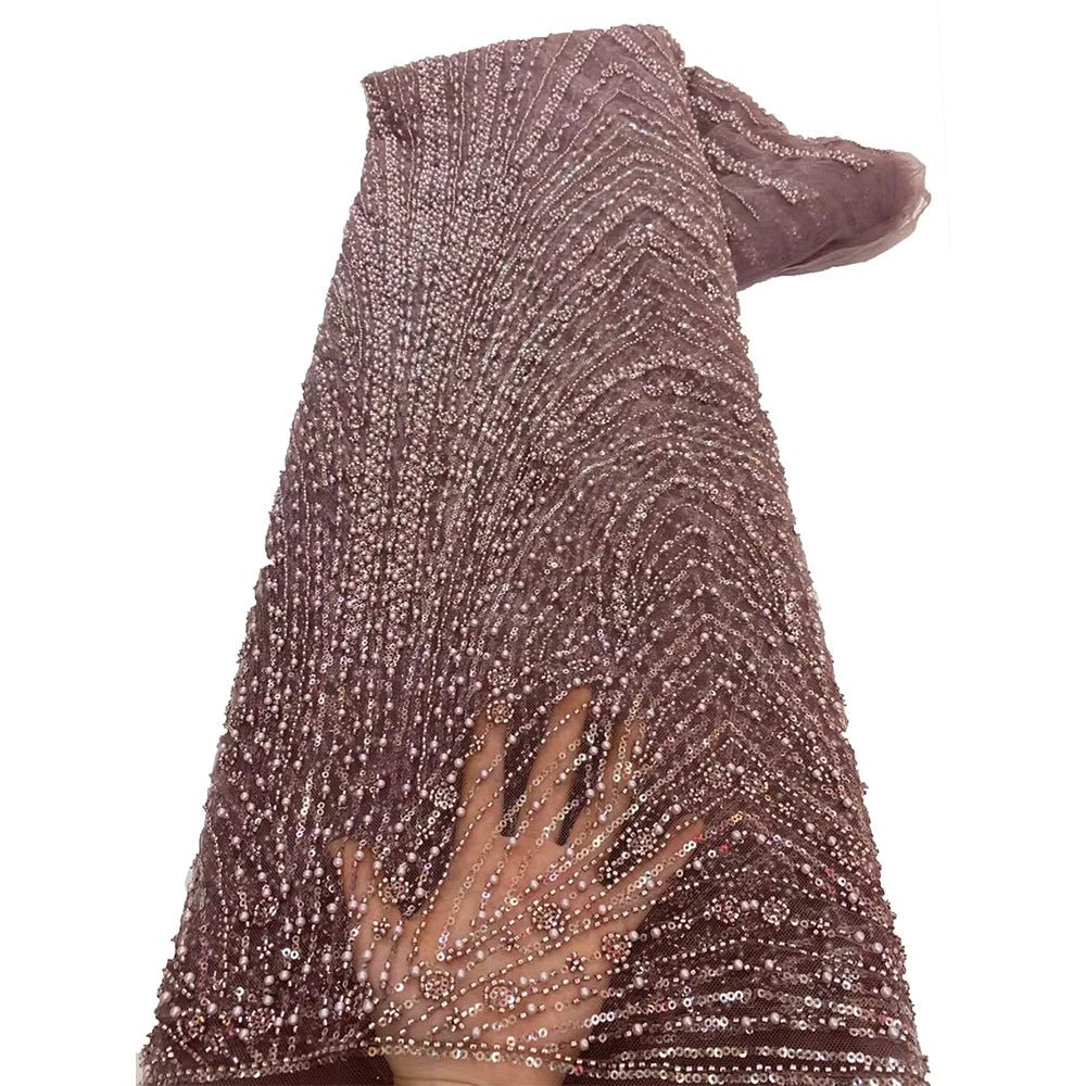 African Various Lace Fabric – Premium Handmade Beaded Embroidery for Elegant Dresses - Free Delivery only at Flexi Africa