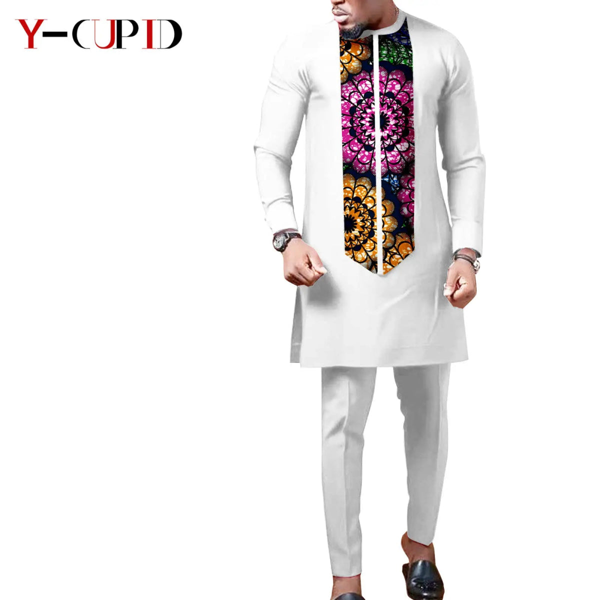 African Wedding Couple Set – Women’s Dashiki Print Dress & Men’s Kaftan Top and Pant Outfit - Free Delivery Worldwide only at Flexi Africa