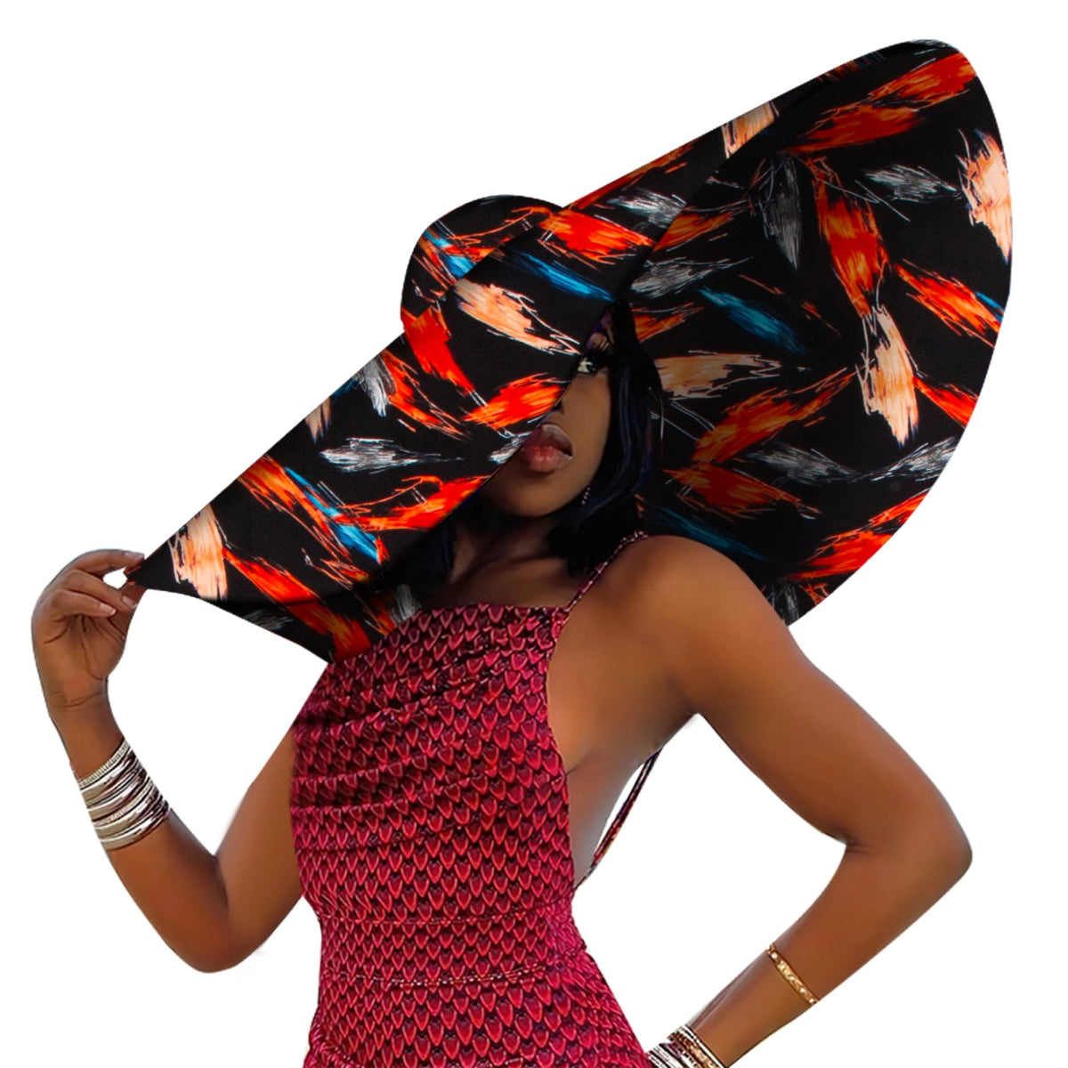 African Women Hat Summer Beach Hats Large Brim Sun Protection Fashion Ankara Cap Hat Customized Product - Free Delivery Worldwide only at Flexi Africa